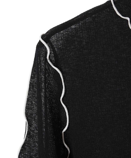 ADAM ET ROPE'（アダムエロペ）の「シアーテレコメローフリルタートル（Tシャツ/カットソー・レディース・ホワイト/ライトグレー/ブラック・FREE）」の12枚目の写真