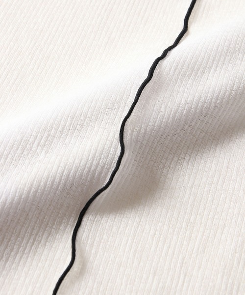 ADAM ET ROPE'（アダムエロペ）の「シアーテレコメローフリルタートル（Tシャツ/カットソー・レディース・ホワイト/ライトグレー/ブラック・FREE）」の17枚目の写真