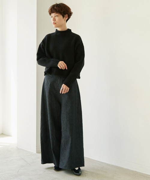 nitca（ニトカ）の「5Gエアーヤーン ハイネックプルオーバー（ニット/セーター・レディース・ブラック/オレンジ/アイボリー・FREE）」の9枚目の写真