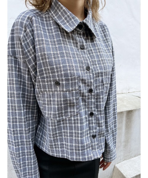 ENVYM(アンビー)の「クロップドSH(シャツ/ブラウス・レディース・ホワイト/チェック・FREE)」の8枚目の写真