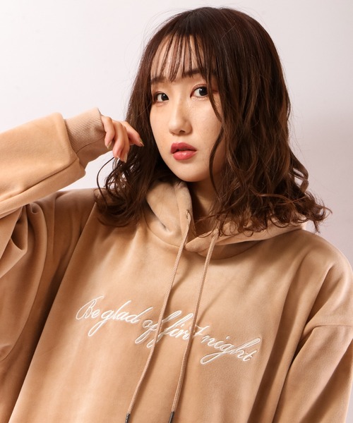 【RE730】エコスエードビッグシルエットフォトパーカー/カジュアル/ブラック