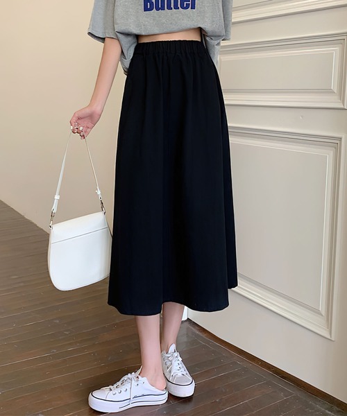 me+em select（ミームセレクト）の「★【 5COLOR 】センター切替ギャザーフレアロングスカート（スカート・レディース・ホワイト/ライトブルー/ブラック/ベージュ/ブルー・FREE）」の15枚目の写真