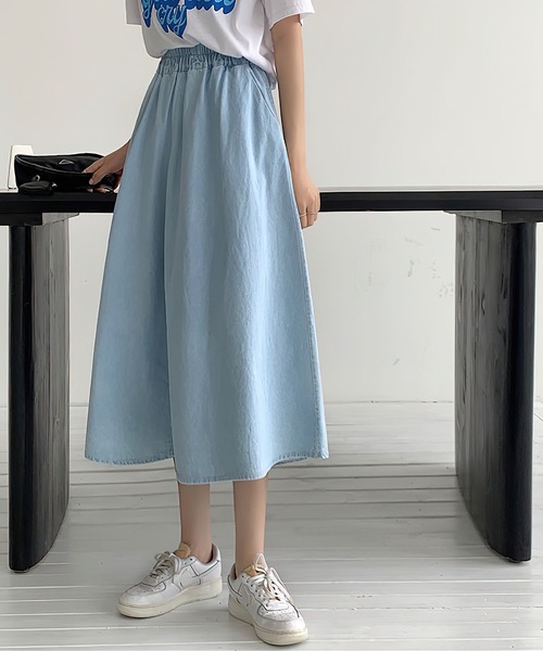 me+em select（ミームセレクト）の「★【 5COLOR 】センター切替ギャザーフレアロングスカート（スカート・レディース・ホワイト/ライトブルー/ブラック/ベージュ/ブルー・FREE）」の12枚目の写真