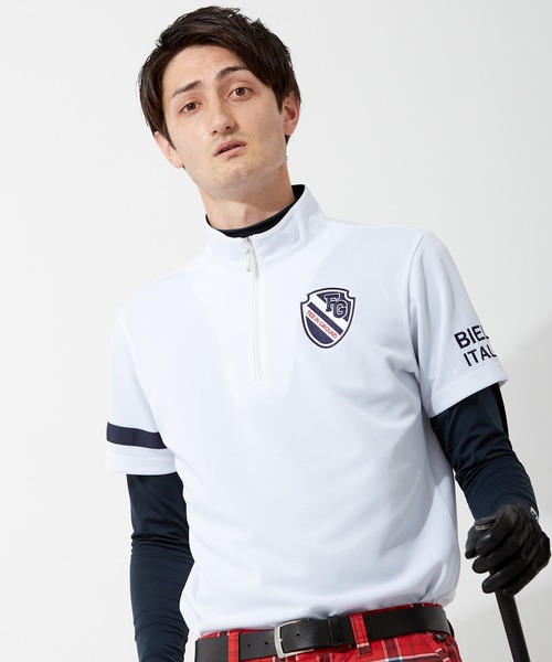 FILA(フィラ)の「FILA GOLF/フィラゴルフ ワッペン付き 吸汗速乾 UVカット インナーセット ポロシャツ(アンサンブル・メンズ・ネイビー/オレンジ/ホワイト/ブルー・M/LL/L/3L)」の2枚目の写真