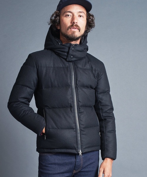 Magine（マージン）の「WOOL FLANNEL STAND HOOD DOWN JKT ウールフランネル スタンド フード ダウンジャケット（ダウンジャケット/コート・メンズ・ブラック/ネイビー/チャコールグレー・44/46/48）」の2枚目の写真