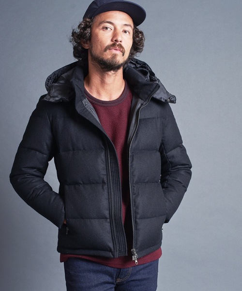 Magine（マージン）の「WOOL FLANNEL STAND HOOD DOWN JKT ウールフランネル スタンド フード ダウンジャケット（ダウンジャケット/コート・メンズ・ブラック/ネイビー/チャコールグレー・44/46/48）」の4枚目の写真