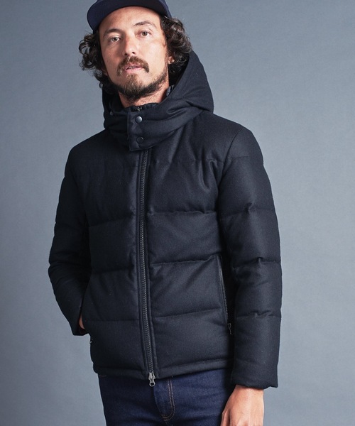 Magine（マージン）の「WOOL FLANNEL STAND HOOD DOWN JKT ウールフランネル スタンド フード ダウンジャケット（ダウンジャケット/コート・メンズ・ブラック/ネイビー/チャコールグレー・44/46/48）」の5枚目の写真