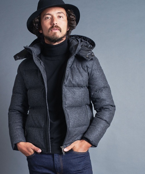 Magine（マージン）の「WOOL FLANNEL STAND HOOD DOWN JKT ウールフランネル スタンド フード ダウンジャケット（ダウンジャケット/コート・メンズ・ブラック/ネイビー/チャコールグレー・44/46/48）」の7枚目の写真