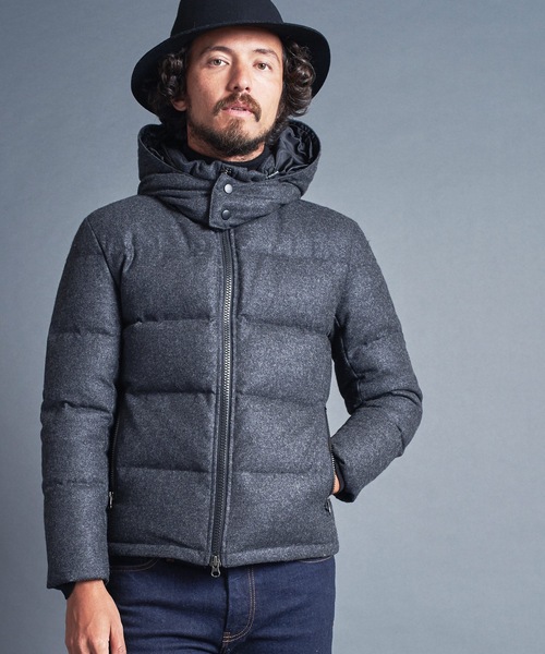 Magine（マージン）の「WOOL FLANNEL STAND HOOD DOWN JKT ウールフランネル スタンド フード ダウンジャケット（ダウンジャケット/コート・メンズ・ブラック/ネイビー/チャコールグレー・44/46/48）」の8枚目の写真