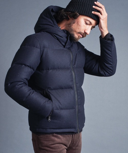Magine（マージン）の「WOOL FLANNEL STAND HOOD DOWN JKT ウールフランネル スタンド フード ダウンジャケット（ダウンジャケット/コート・メンズ・ブラック/ネイビー/チャコールグレー・44/46/48）」の12枚目の写真