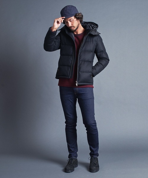 Magine（マージン）の「WOOL FLANNEL STAND HOOD DOWN JKT ウールフランネル スタンド フード ダウンジャケット（ダウンジャケット/コート・メンズ・ブラック/ネイビー/チャコールグレー・44/46/48）」の13枚目の写真