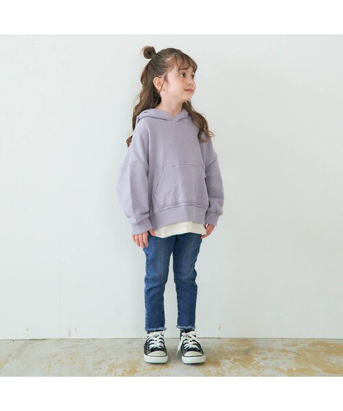 BREEZE（ブリーズ）の「フリンジデニムスキニーパンツ 9分丈_ストレッチ（デニムパンツ・キッズ・ネイビー/チャコール/ブルー・110/120/90/140/150/100/130）」の4枚目の写真