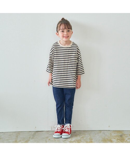 BREEZE（ブリーズ）の「フリンジデニムスキニーパンツ 9分丈_ストレッチ（デニムパンツ・キッズ・ネイビー/チャコール/ブルー・110/120/90/140/150/100/130）」の10枚目の写真