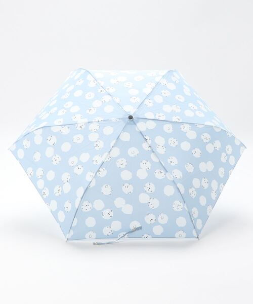 KATHARINE ROSS(キャサリンロス)の「【KATHARINE ROSS】nifty colors ふわふわポメラニアンドット折りたたみ雨傘 WEB限定(折りたたみ傘・レディース・グレー/ライトブルー・MEDIUM)」の4枚目の写真
