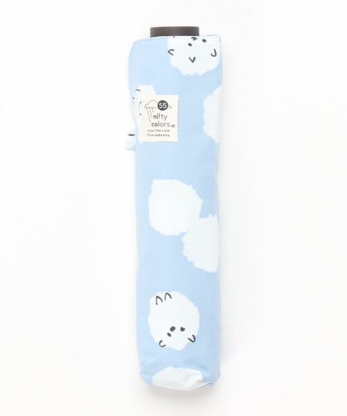 KATHARINE ROSS(キャサリンロス)の「【KATHARINE ROSS】nifty colors ふわふわポメラニアンドット折りたたみ雨傘 WEB限定(折りたたみ傘・レディース・グレー/ライトブルー・MEDIUM)」の3枚目の写真