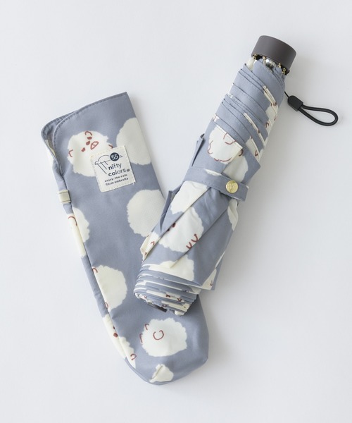 KATHARINE ROSS(キャサリンロス)の「【KATHARINE ROSS】nifty colors ふわふわポメラニアンドット折りたたみ雨傘 WEB限定(折りたたみ傘・レディース・グレー/ライトブルー・MEDIUM)」の2枚目の写真