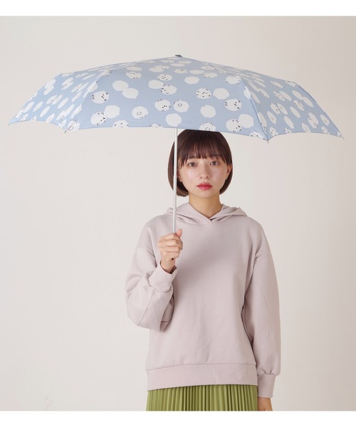 KATHARINE ROSS(キャサリンロス)の「【KATHARINE ROSS】nifty colors ふわふわポメラニアンドット折りたたみ雨傘 WEB限定(折りたたみ傘・レディース・グレー/ライトブルー・MEDIUM)」の9枚目の写真