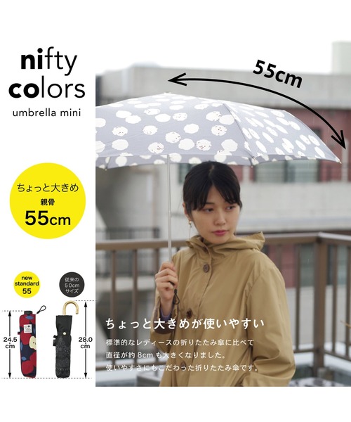 KATHARINE ROSS(キャサリンロス)の「【KATHARINE ROSS】nifty colors ふわふわポメラニアンドット折りたたみ雨傘 WEB限定(折りたたみ傘・レディース・グレー/ライトブルー・MEDIUM)」の5枚目の写真