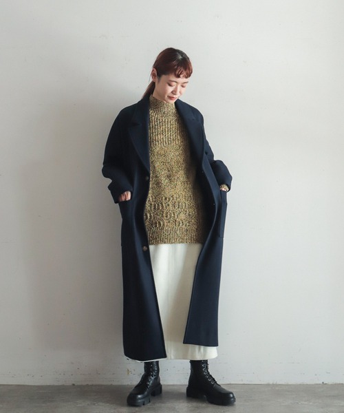 FIL DE FER（フィルデフェール）の「ウールヘリンボン ロングコート  