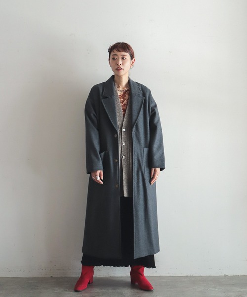 FIL DE FER（フィルデフェール）の「ウールヘリンボン ロングコート