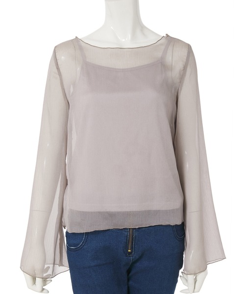 Edit Sheen（エディットシーン）の「フレアスリーブシースルーブラウス（シャツ/ブラウス・レディース・ブラウン/モカ/ブラック/オレンジ/アイボリー・MEDIUM）」の21枚目の写真