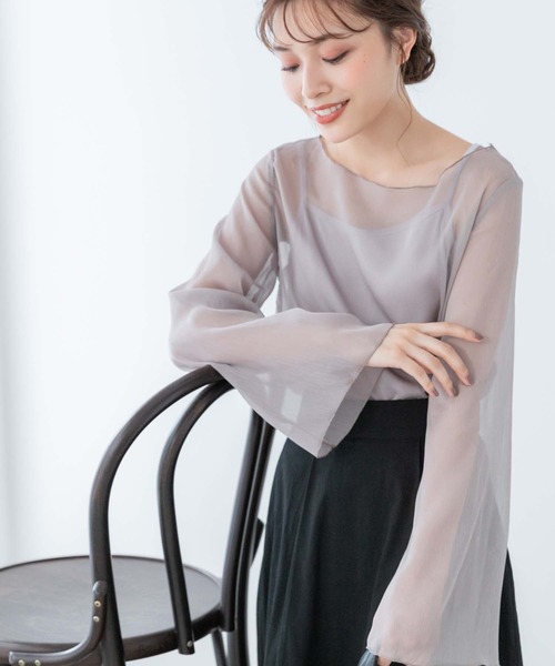 Edit Sheen（エディットシーン）の「フレアスリーブシースルーブラウス（シャツ/ブラウス・レディース・ブラウン/モカ/ブラック/オレンジ/アイボリー・MEDIUM）」の22枚目の写真