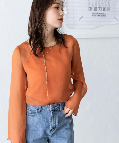 美品✨ADORE✨テンセルデニムフレアースリーブブラウスベージュ
