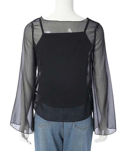 Edit Sheen（エディットシーン）の「フレアスリーブシースルーブラウス（シャツ/ブラウス・レディース・ブラウン/モカ/ブラック/オレンジ/アイボリー・MEDIUM）」の9枚目の写真