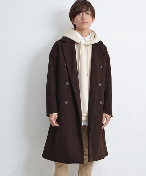 MinoriTY（マイノリティ）の「オーバーサイズ ロングコート ウールライク Wタイプ チェスターコート（チェスターコート・メンズ・グレー系その他2/ブラウン系その他/ブルー系その他/グレー系その他/ブラック・M/L）」の5枚目の写真