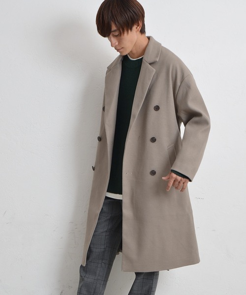 MinoriTY（マイノリティ）の「オーバーサイズ ロングコート ウールライク Wタイプ チェスターコート（チェスターコート・メンズ・グレー系その他2/ブラウン系その他/ブルー系その他/グレー系その他/ブラック・M/L）」の4枚目の写真