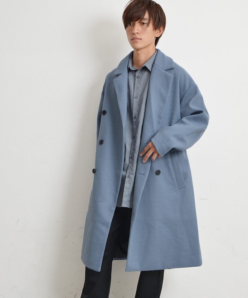 オーバーサイズ ロングコート ウールライク Wタイプ チェスター
