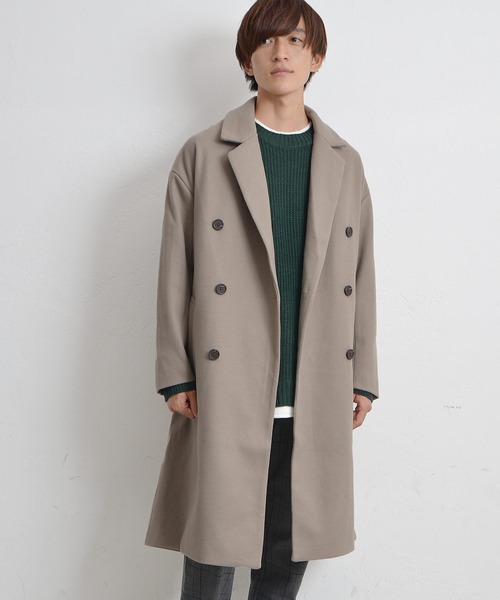 MinoriTY（マイノリティ）の「オーバーサイズ ロングコート ウールライク Wタイプ チェスターコート（チェスターコート・メンズ・グレー系その他2/ブラウン系その他/ブルー系その他/グレー系その他/ブラック・M/L）」の10枚目の写真