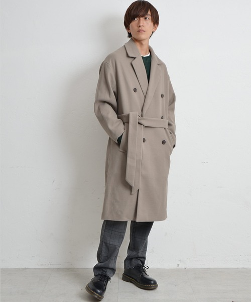 オーバーサイズ ロングコート ウールライク Wタイプ チェスターコート