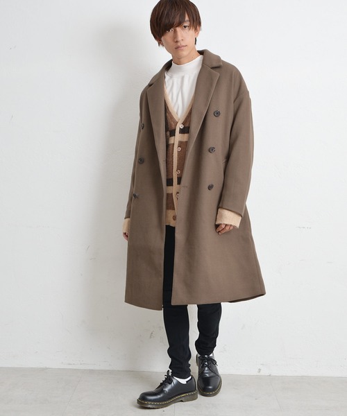 MinoriTY（マイノリティ）の「オーバーサイズ ロングコート ウールライク Wタイプ チェスターコート（チェスターコート・メンズ・グレー系その他2/ブラウン系その他/ブルー系その他/グレー系その他/ブラック・M/L）」の9枚目の写真