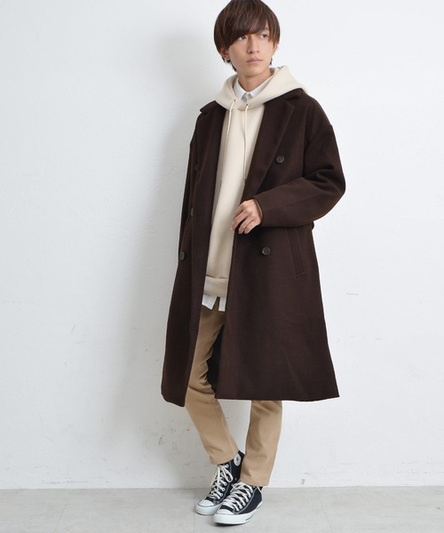 MinoriTY（マイノリティ）の「オーバーサイズ ロングコート ウールライク Wタイプ チェスターコート（チェスターコート・メンズ・グレー系その他2/ブラウン系その他/ブルー系その他/グレー系その他/ブラック・M/L）」の13枚目の写真