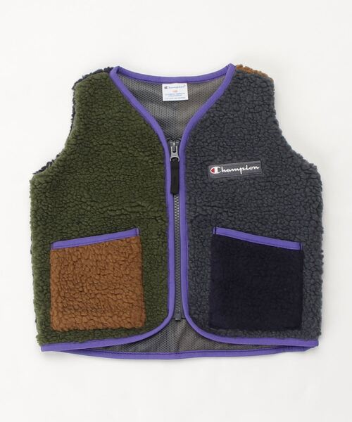 Champion(チャンピオン)の「【Champion/チャンピオン】キッズ キャンパス フルジップベスト(ベスト・キッズ・ネイビー/チャコール/ブラウン/カーキ・100/110/130/120/140)」の1枚目の写真