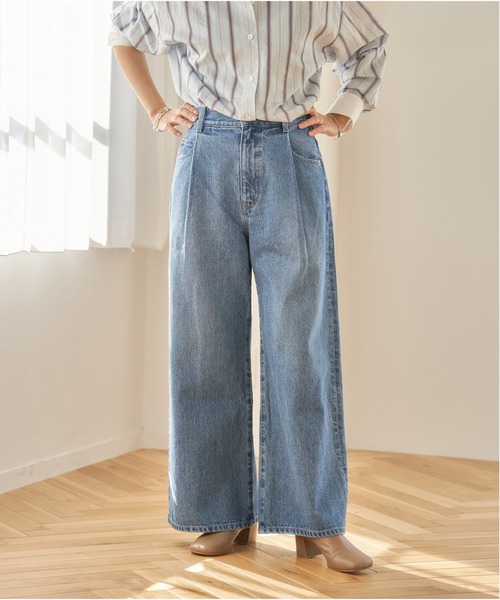 JOURNAL STANDARD（ジャーナルスタンダード）の「12.5oz ワイドタックデニムパンツ◆（デニムパンツ・レディース・ブルー/イエロー/ネイビー・36/38）」の8枚目の写真