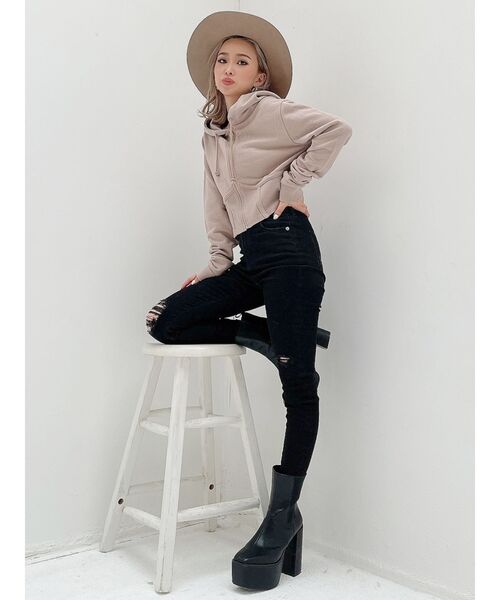 GYDA（ジェイダ）の「ハイウエストカラーダメージスキニーパンツ（その他パンツ・レディース・アイボリー/ブラック・X-SMALL/SMALL/MEDIUM）」の22枚目の写真