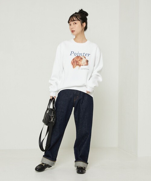 FREAK'S STORE(フリークスストア)の「Dog Pointer Art Sweat Shirt/ポインタードッグプリントスウェット(犬スウェット)(スウェット・レディース・ホワイト/ライトグレー・フリ-)」の19枚目の写真