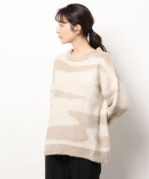 モヘアタッチゼブラ柄ニットトップス[C5785]