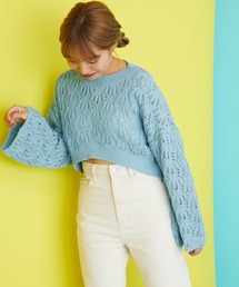 透かし編みショートニット