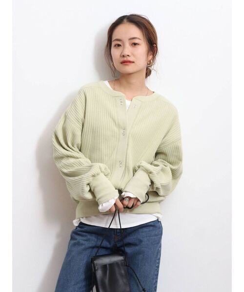 Ungrid（アングリッド）の「ショートカットルーズカーデ ( クルーネックカーディガン )（カーディガン/ボレロ・レディース・チャコールグレー/アイボリー/グリーン系その他・FREE）」の3枚目の写真