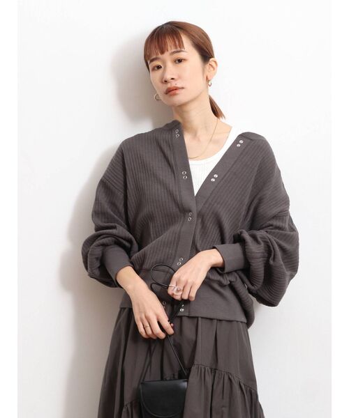 Ungrid（アングリッド）の「ショートカットルーズカーデ ( クルーネックカーディガン )（カーディガン/ボレロ・レディース・チャコールグレー/アイボリー/グリーン系その他・FREE）」の14枚目の写真