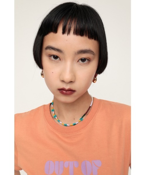 SLY(スライ)の「ASYMMETRY BEADS ネックレス アシンメトリー(ネックレス・レディース・ブラック/オレンジ/ライム/ターコイズブルー・FREE)」の1枚目の写真