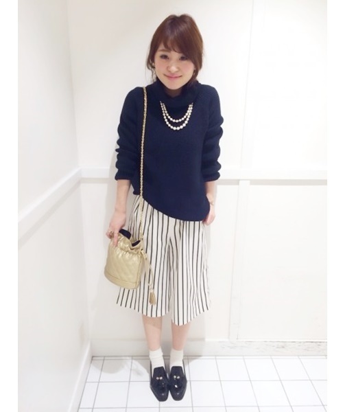 LIMITLESS LUXURY（リミットレスラグジュアリー）の「ストライプミディタケパンツ。（その他パンツ・レディース・ホワイト/ネイビー・38/36）」の14枚目の写真