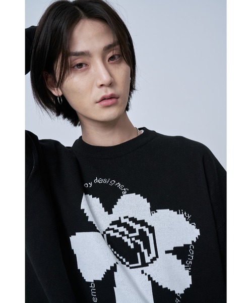 OY(オーワイ)の「『OY/オーワイ』PIXEL LOGO KNIT/ピクセルロゴ ニットソー(ニット/セーター・メンズ・ホワイト/ブラック・FREE)」の8枚目の写真