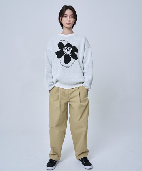 OY(オーワイ)の「『OY/オーワイ』PIXEL LOGO KNIT/ピクセルロゴ ニットソー(ニット/セーター・メンズ・ホワイト/ブラック・FREE)」の5枚目の写真