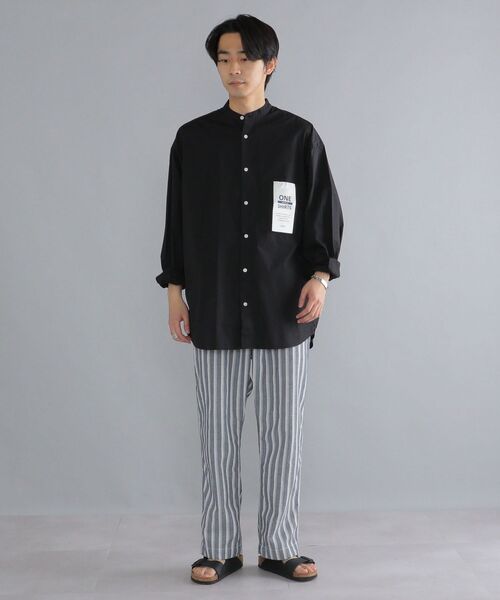 SHIPS（シップス）の「*SHIPS: ワンサイズフィット ビッグシルエット バンドカラー シャツ（シャツ/ブラウス・メンズ・ブルー/ダークグレー/ベージュ/ネイビー/ブラック/オリーブ・ONE SIZE）」の7枚目の写真
