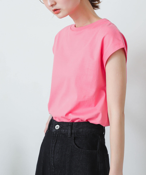 SENSE OF PLACE by URBAN RESEARCH（センスオブプレイスバイアーバンリサーチ）の「オーガニックコットンフレンチスリーブTシャツ（Tシャツ/カットソー・レディース・ブラック/レッド/オフホワイト/グリーン/ホワイト系その他/ライトベージュ/ピンク・ONE）」の21枚目の写真