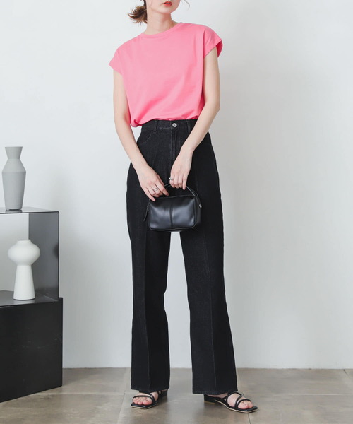 SENSE OF PLACE by URBAN RESEARCH（センスオブプレイスバイアーバンリサーチ）の「オーガニックコットンフレンチスリーブTシャツ（Tシャツ/カットソー・レディース・ブラック/レッド/オフホワイト/グリーン/ホワイト系その他/ライトベージュ/ピンク・ONE）」の8枚目の写真